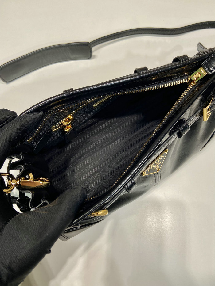 Prada Leather Shoulder Bag Black 1BA215