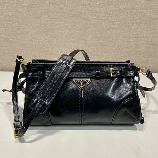 Prada Leather Shoulder Bag Black 1BA215