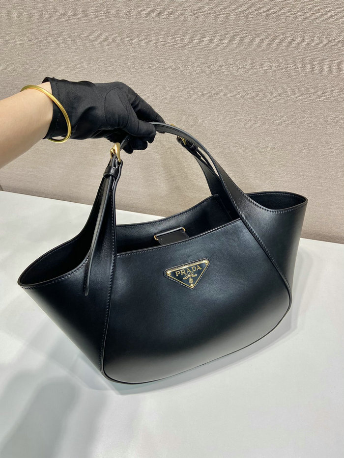 Prada Medium Leather Tote Bag Black 1BG483