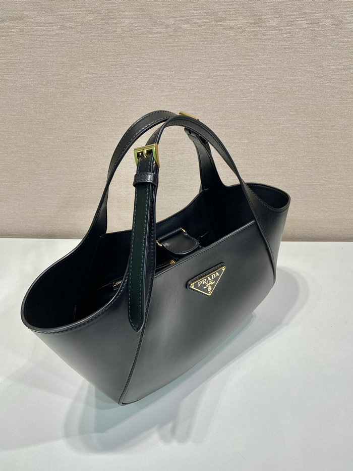 Prada Medium Leather Tote Bag Black 1BG483