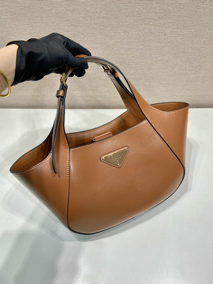 Prada Medium Leather Tote Bag Camel 1BG483