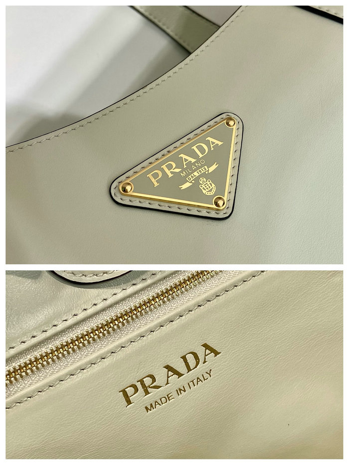 Prada Medium Leather Tote Bag White 1BG483