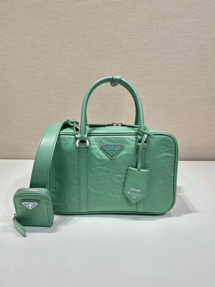 Prada Medium antique nappa leather top handle bag Green 1BB092