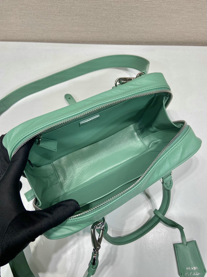 Prada Medium antique nappa leather top handle bag Green 1BB092