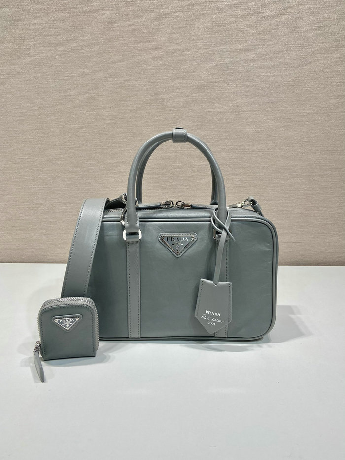 Prada Medium antique nappa leather top handle bag Grey 1BB092