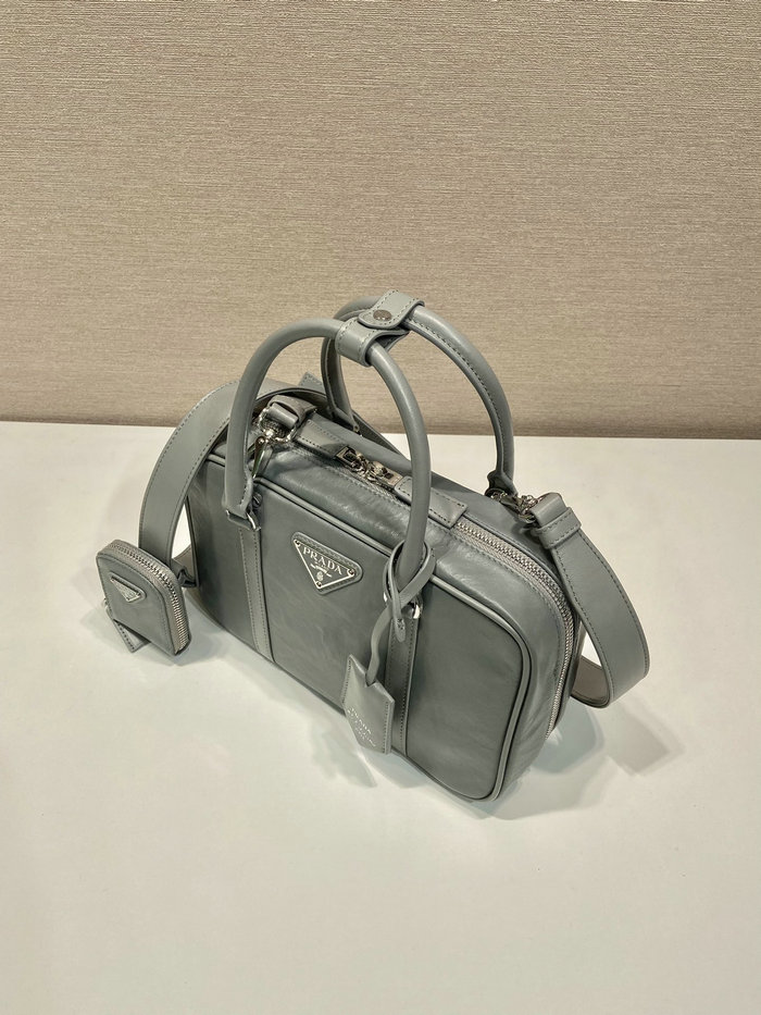 Prada Medium antique nappa leather top handle bag Grey 1BB092