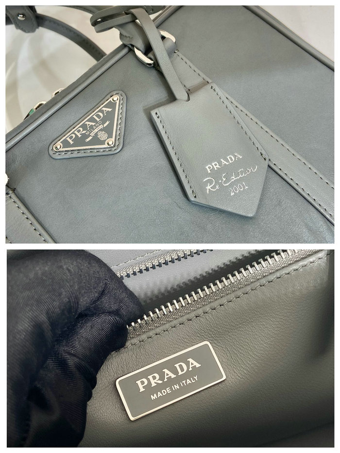 Prada Medium antique nappa leather top handle bag Grey 1BB092