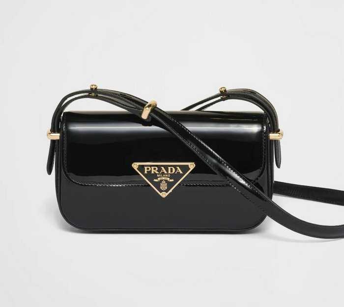 Prada Patent leather shoulder bag with flap Black 1BD339