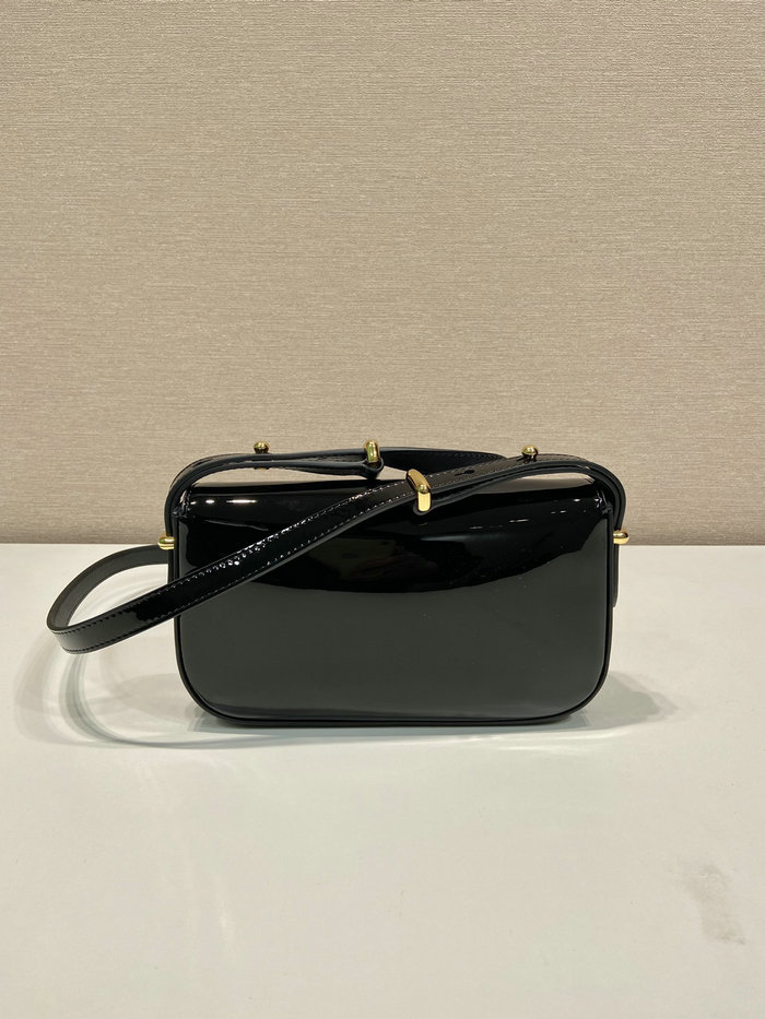 Prada Patent leather shoulder bag with flap Black 1BD339