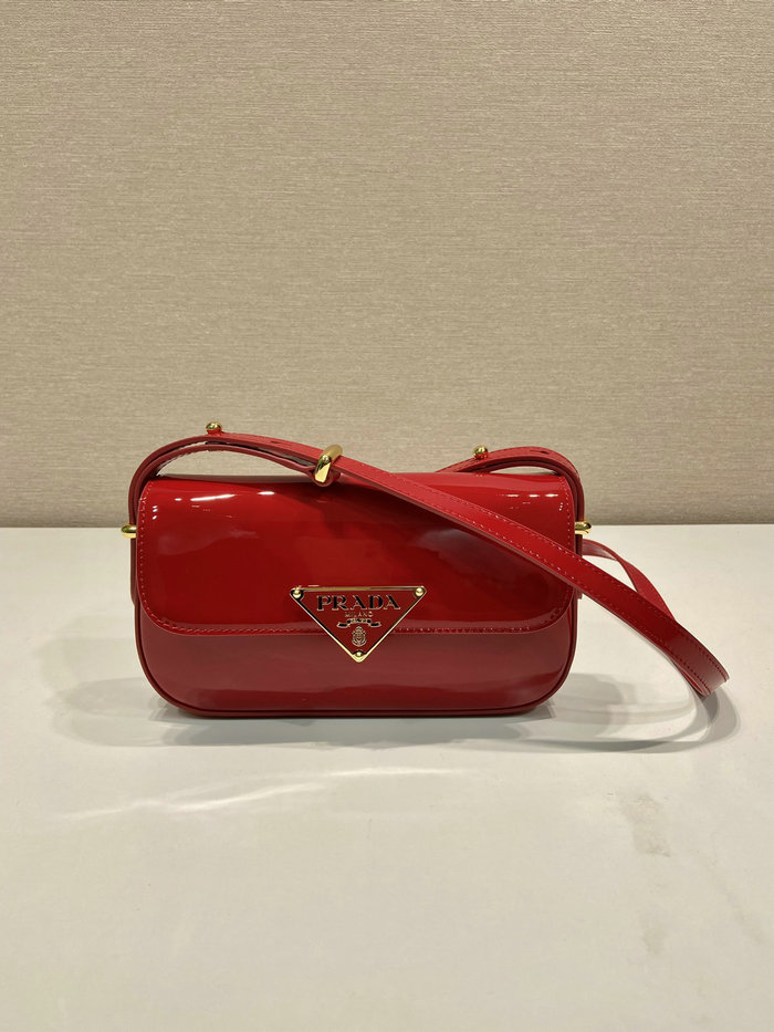 Prada Patent leather shoulder bag with flap Red 1BD339