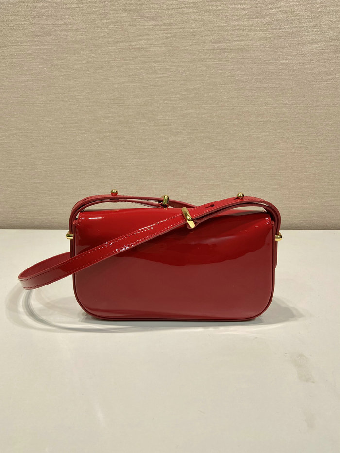 Prada Patent leather shoulder bag with flap Red 1BD339