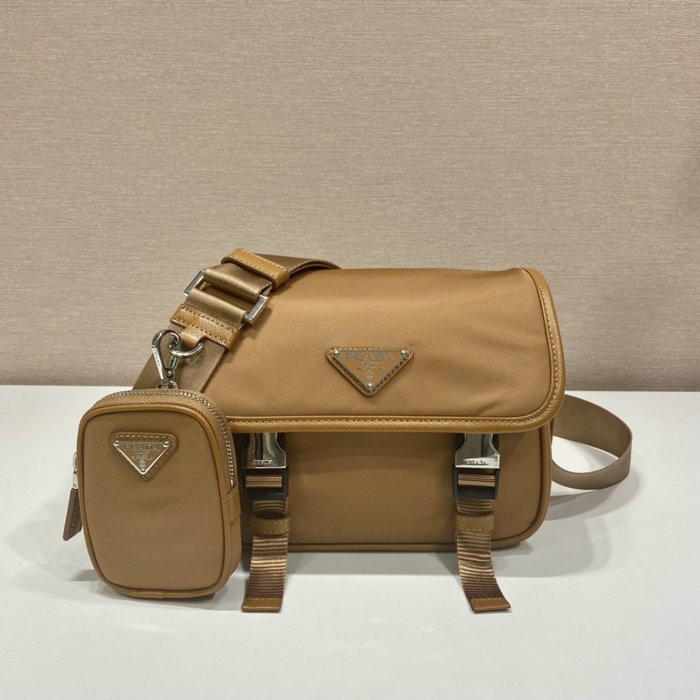 Prada Re-Nylon and Saffiano leather shoulder bag Camel 2VD034