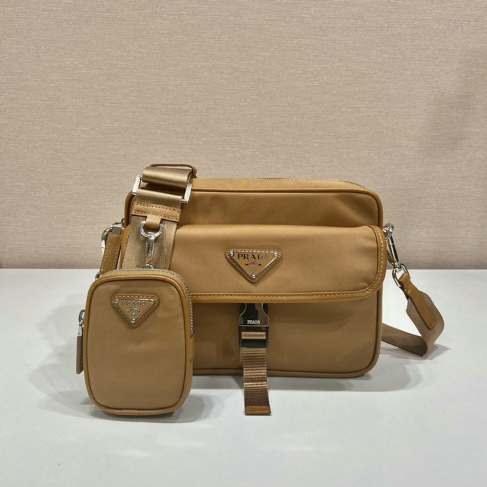 Prada Re-Nylon and Saffiano leather shoulder bag Camel 2VH133