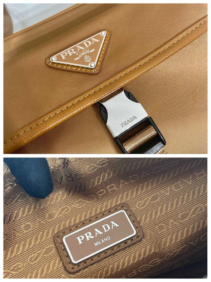 Prada Re-Nylon and Saffiano leather shoulder bag Camel 2VH133