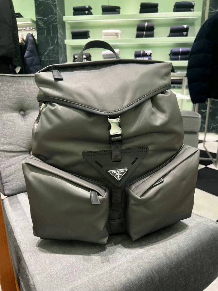 Prada Re-Nylon and leather backpack Grey 2VZ108