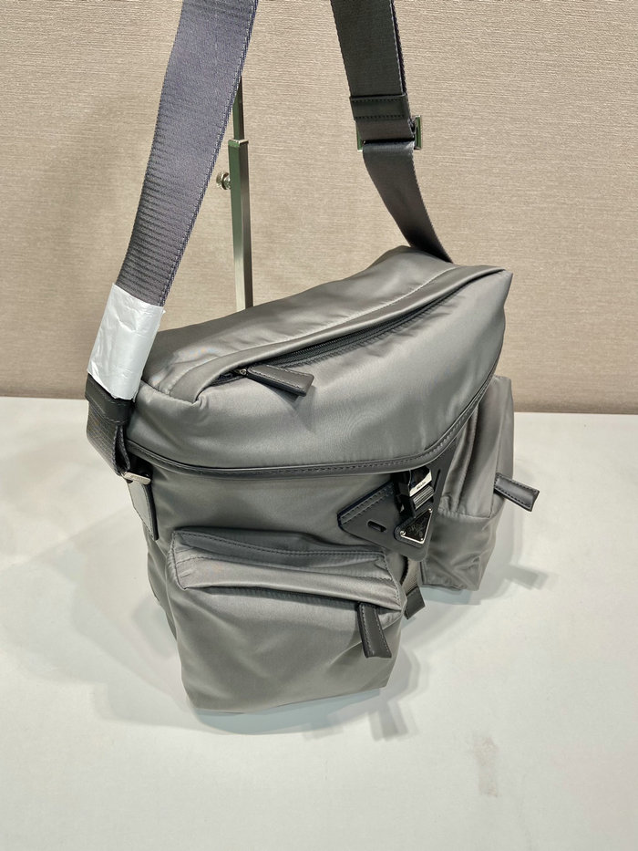 Prada Re-Nylon and leather shoulder bag Grey 2VD062