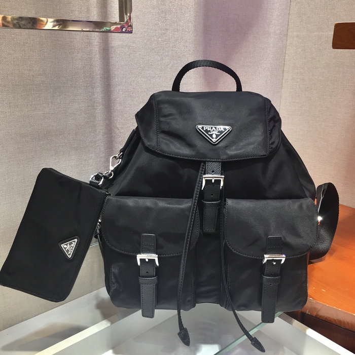 Prada Re-Nylon medium backpack with pouch Black 1BZ811