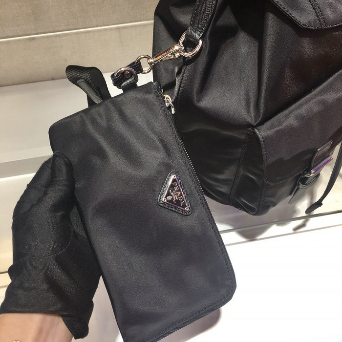 Prada Re-Nylon medium backpack with pouch Black 1BZ811