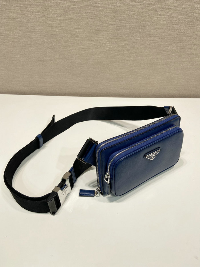 Prada Saffiano leather belt bag Blue 2VH156