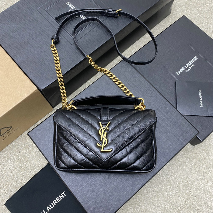 Saint Laurent College Mini Shoulder Bag Black 779430