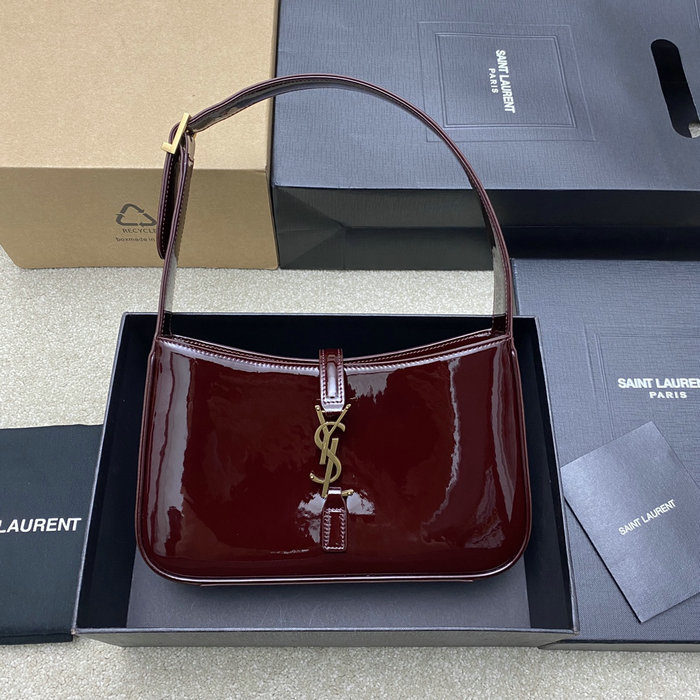 Saint Laurent Monogram Paten Leahter Hobo Bag Burgundy 657228