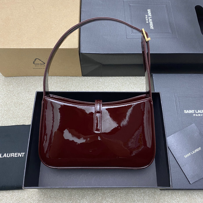 Saint Laurent Monogram Paten Leahter Hobo Bag Burgundy 657228