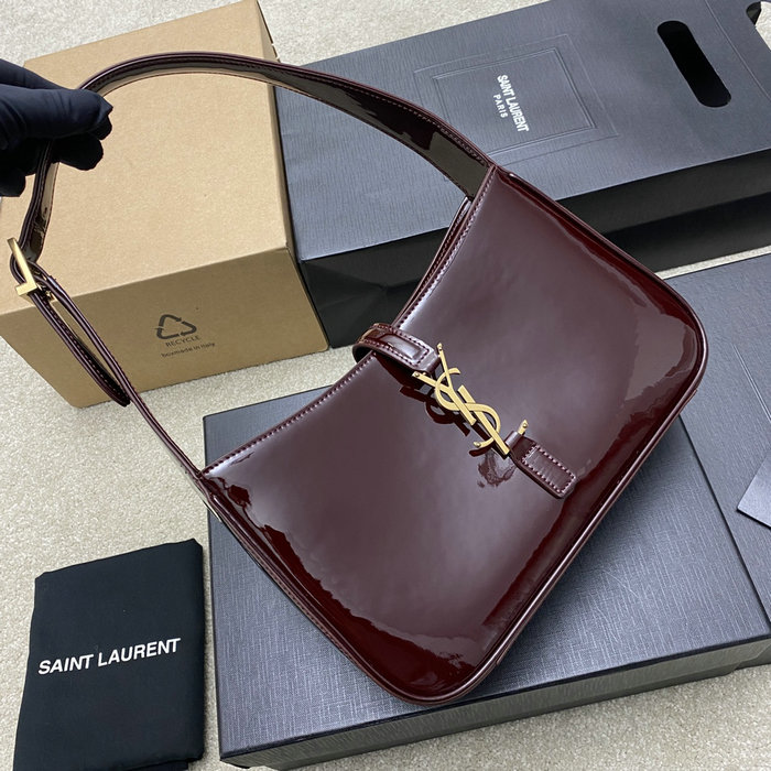 Saint Laurent Monogram Paten Leahter Hobo Bag Burgundy 657228