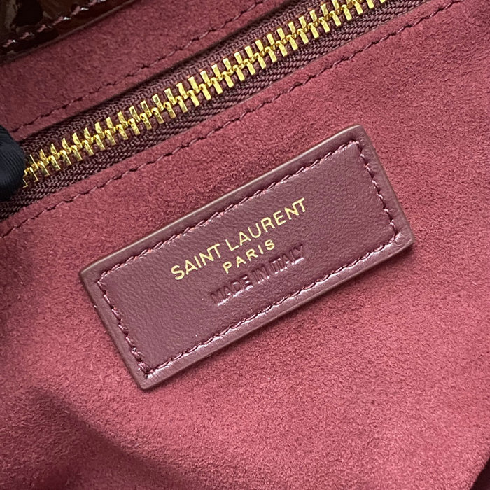 Saint Laurent Monogram Paten Leahter Hobo Bag Burgundy 657228