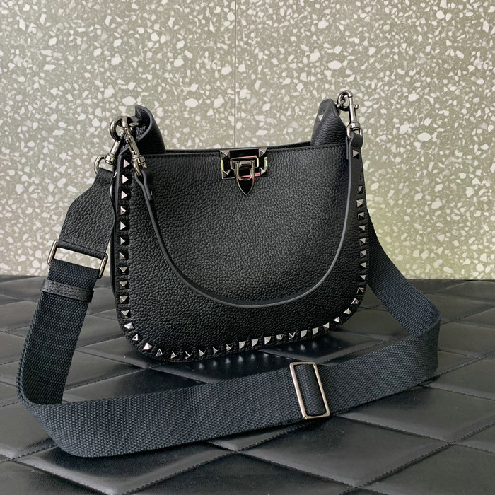 Valentino Garavani Rockstud Hobo Bag Black V0042