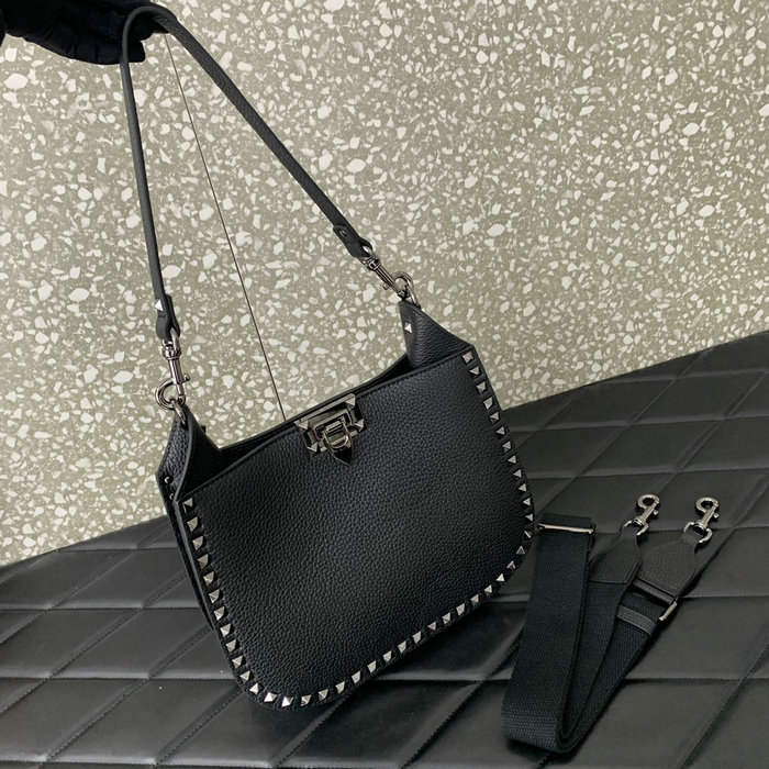 Valentino Garavani Rockstud Hobo Bag Black V0042