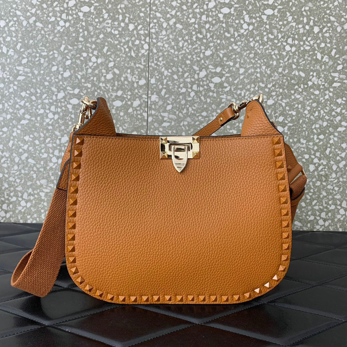 Valentino Garavani Rockstud Hobo Bag Camel V0042