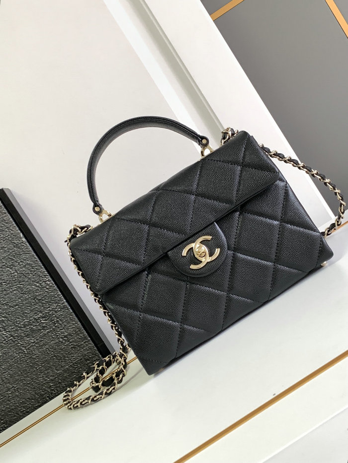 Chanel Grain Calfskin Shoulder Bag Black AS47111