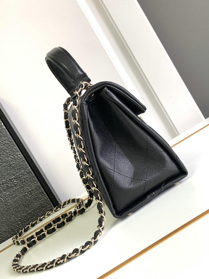 Chanel Grain Calfskin Shoulder Bag Black AS47111