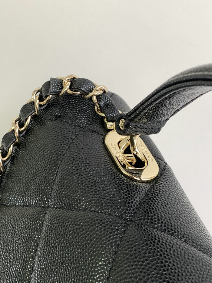 Chanel Grain Calfskin Shoulder Bag Black AS47111