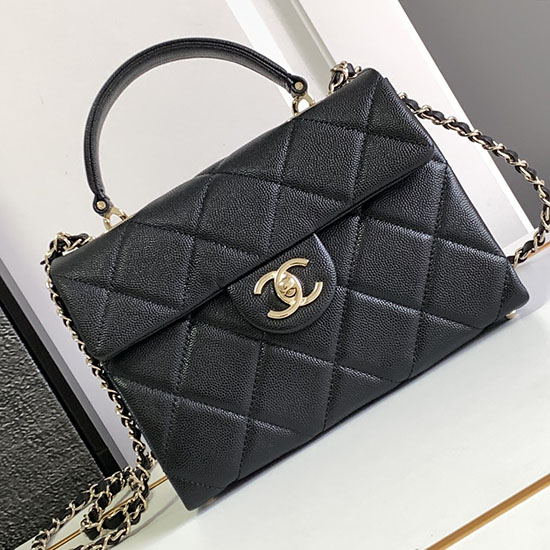 Chanel Grain Calfskin Shoulder Bag Black AS47111