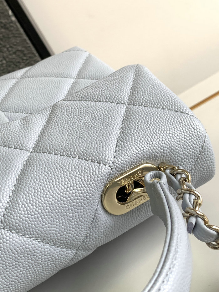 Chanel Grain Calfskin Shoulder Bag Blue AS47111