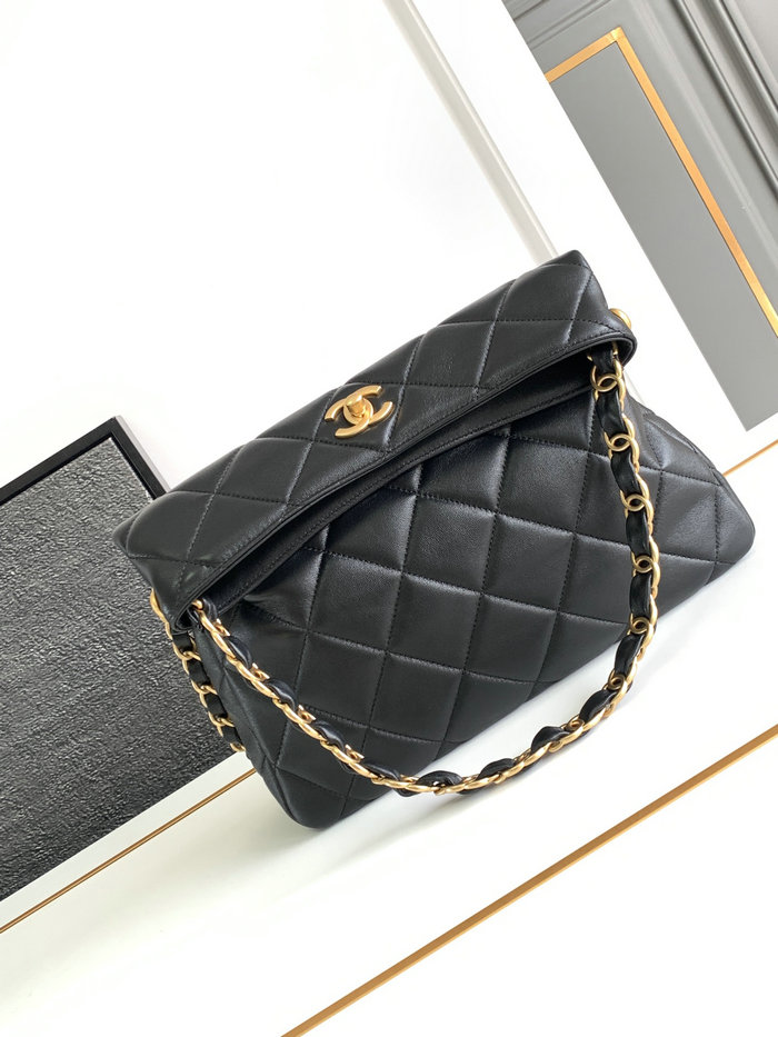 Chanel Lambskin Hobo Bag Black AS4754