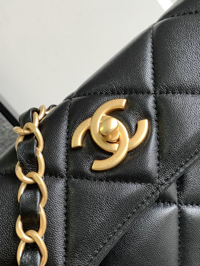 Chanel Lambskin Hobo Bag Black AS4754