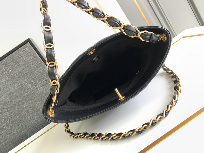 Chanel Lambskin Hobo Bag Black AS4754