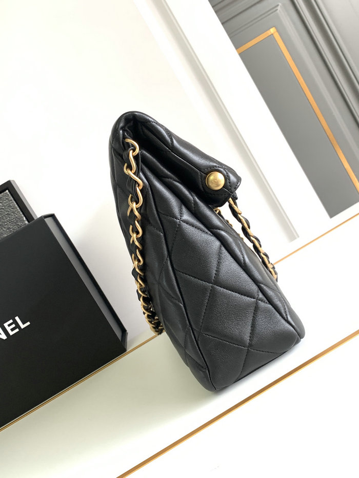 Chanel Lambskin Hobo Bag Black AS4777