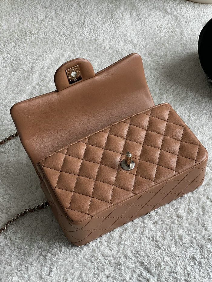 Chanel Lambskin Mini Flap Bag Brown AS2431