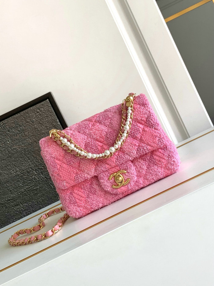 Chanel Tweed Mini Flap Bag Pink A54385