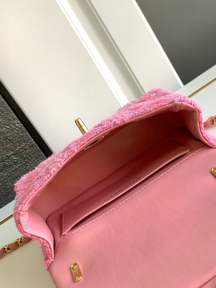 Chanel Tweed Mini Flap Bag Pink A54385