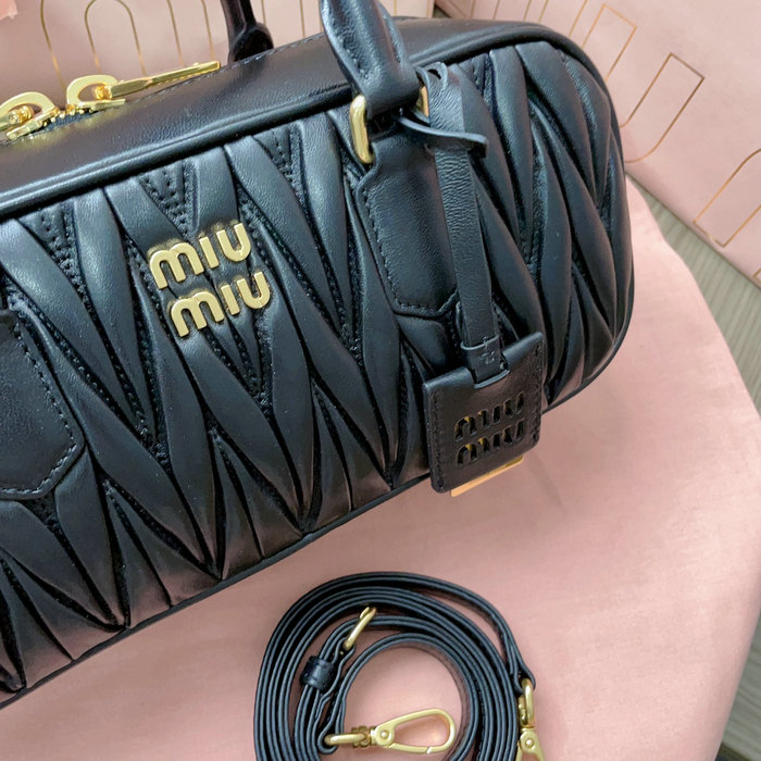 Miu Miu Arcadie Matelasse Nappa Leather Bag Black 5BB148