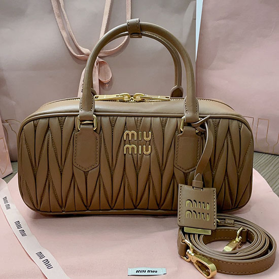 Miu Miu Arcadie Matelasse Nappa Leather Bag Khaki 5BB148