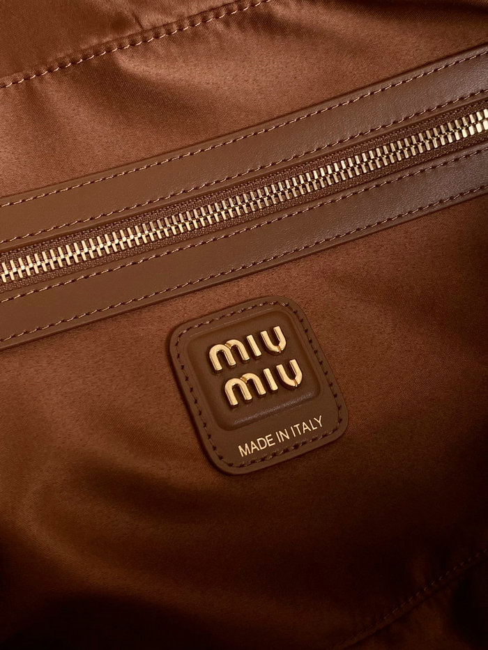 Miu Miu Leather top-handle bag Camel 5BB117