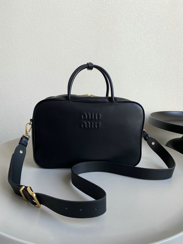 Miu Miu Leather top-handle bag with Strap Black 5BB117