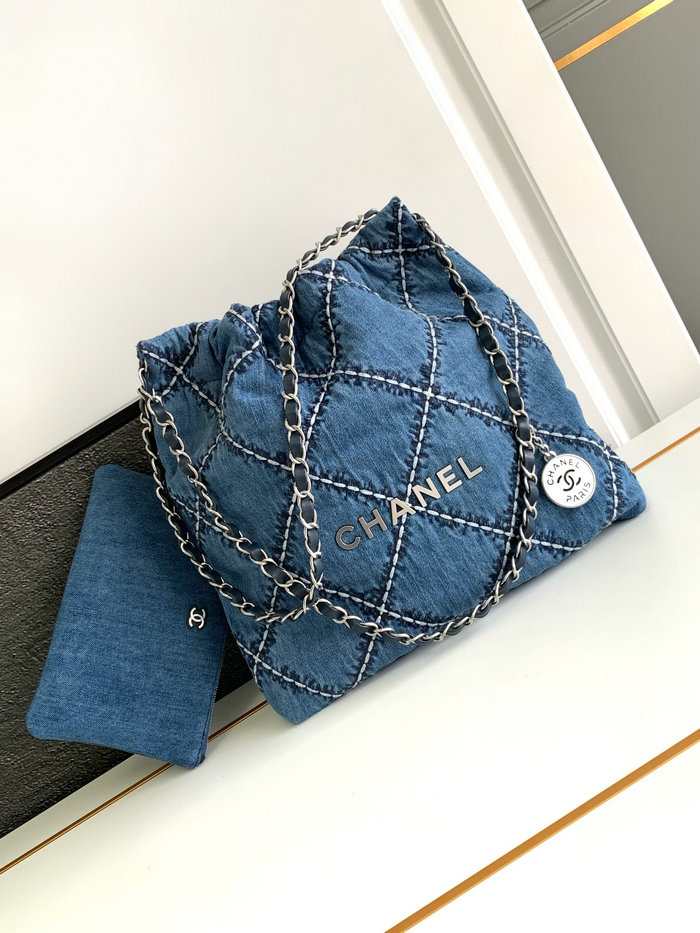 Small Chanel 22 Denim Handbag AS3260