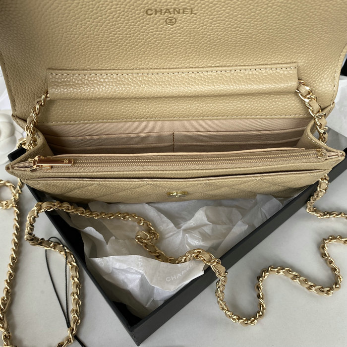 Chanel Caviar WOC Chain Wallet Beige A33814