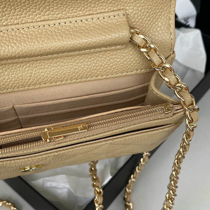 Chanel Caviar WOC Chain Wallet Beige A33814